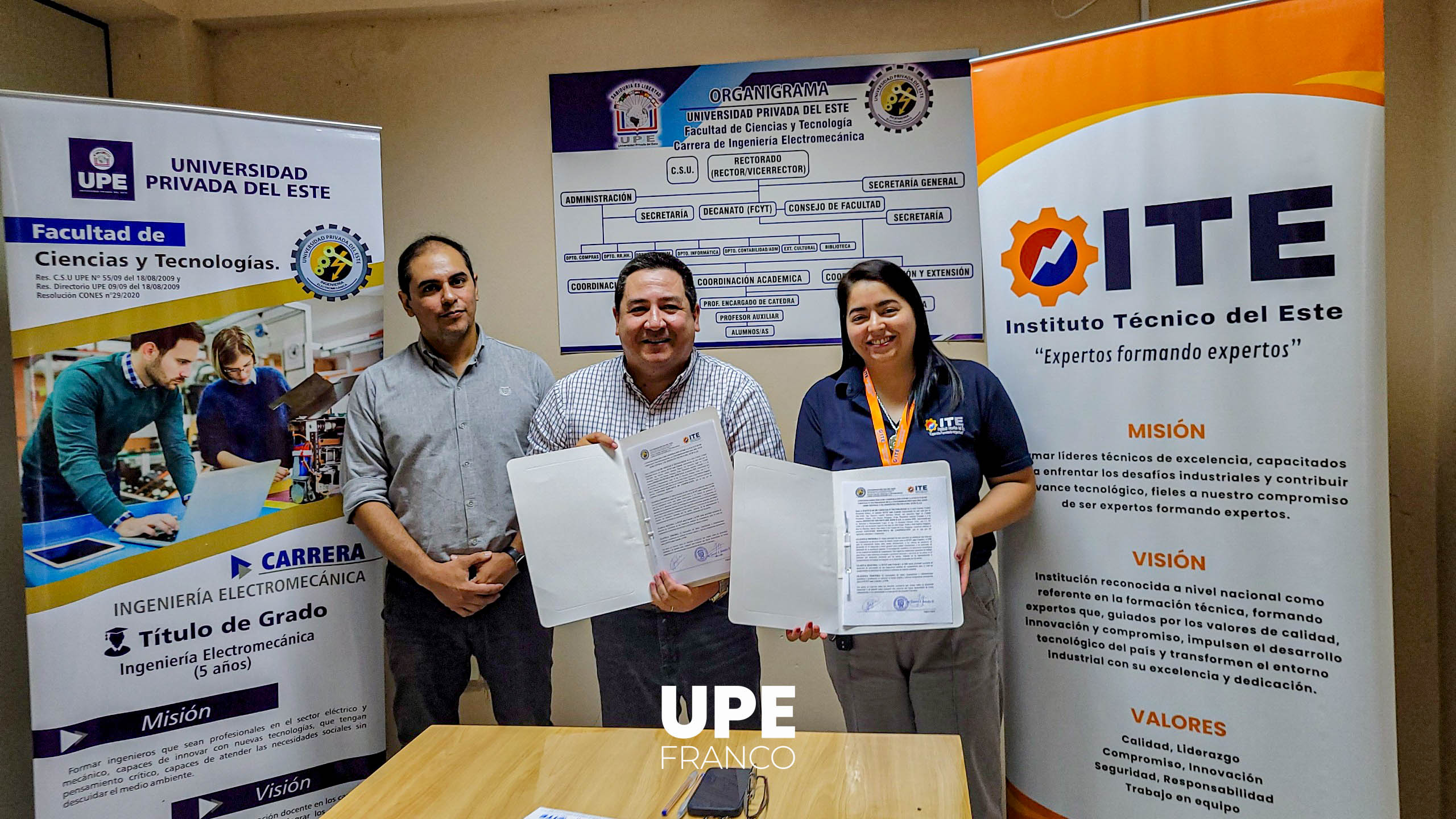 Ingeniería Electromecánica de la UPE Franco firma convenio con el Instituto Técnico del Este (ITE)