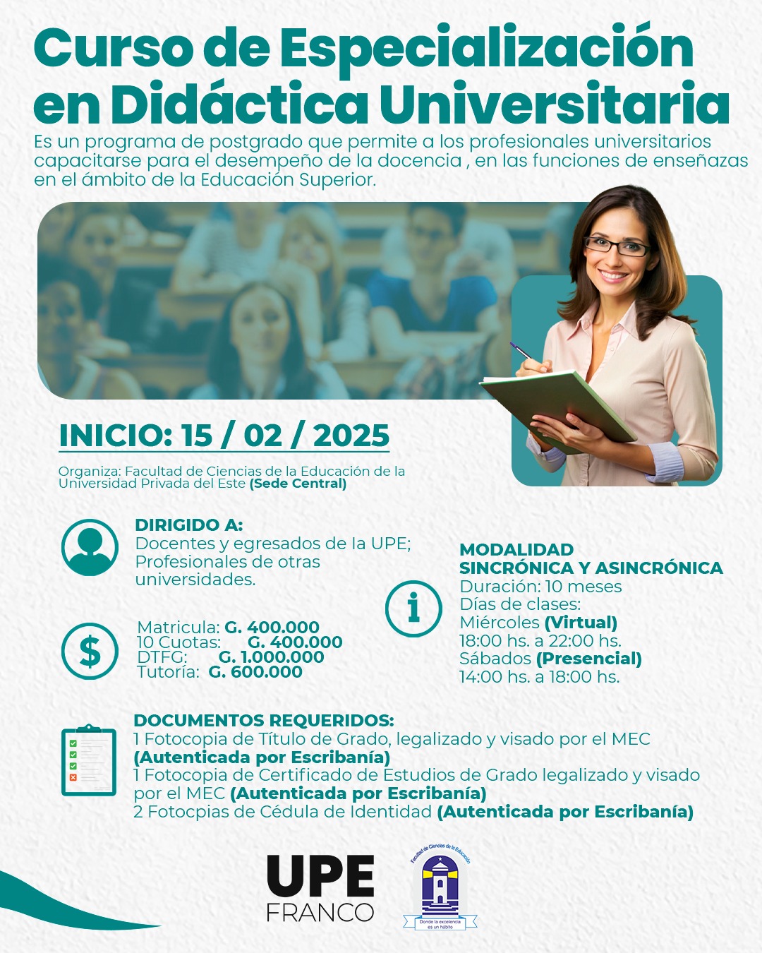 Especialización en Didáctica Universitaria: ¡Las Inscripciones siguen Abiertas!