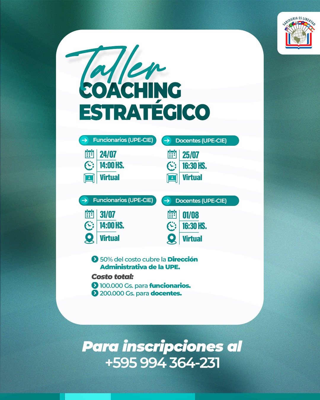 Taller de Coaching Estratégico dirigido a docentes y funcionarios de UPE - CIE