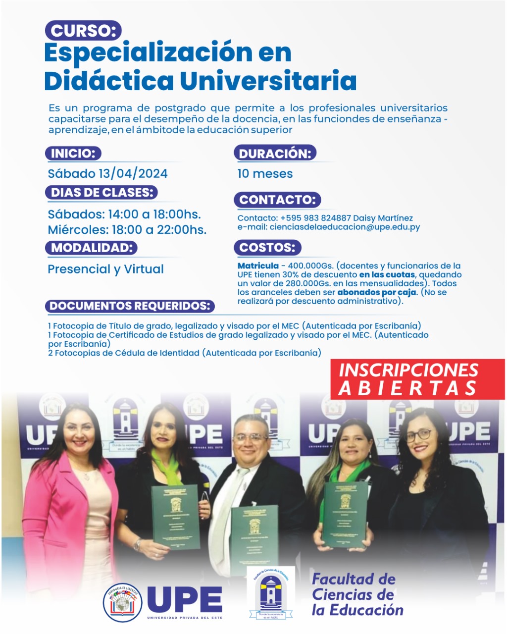 Curso de Especialización Didáctica Universitaria UPE 2024