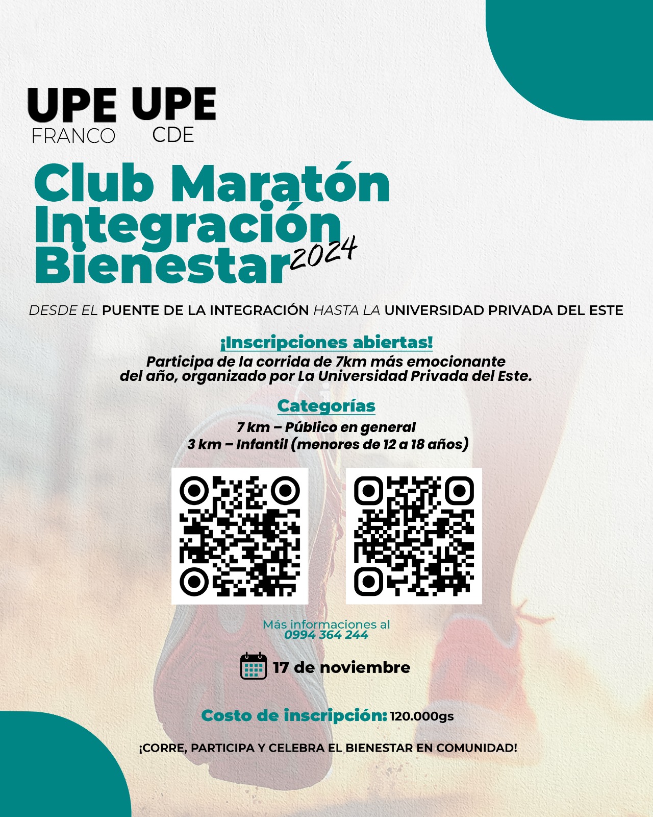 UPE el Maratón de la Integración y Bienestar 2024: Trabajo conjunto de sus sedes en Ciudad del Este y Presidente Franco