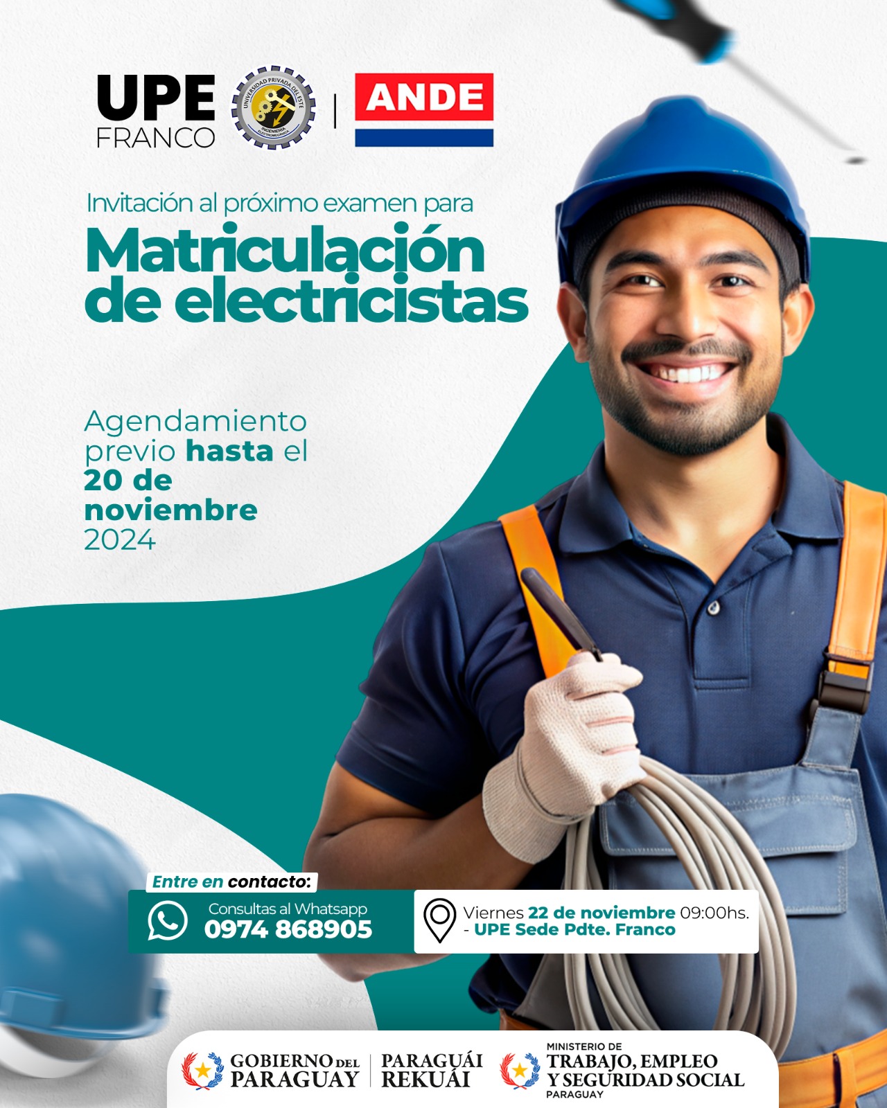 Examen de Matriculación para Electricistas en UPE Franco: Mesa Examinadora de Electricistas de ANDE