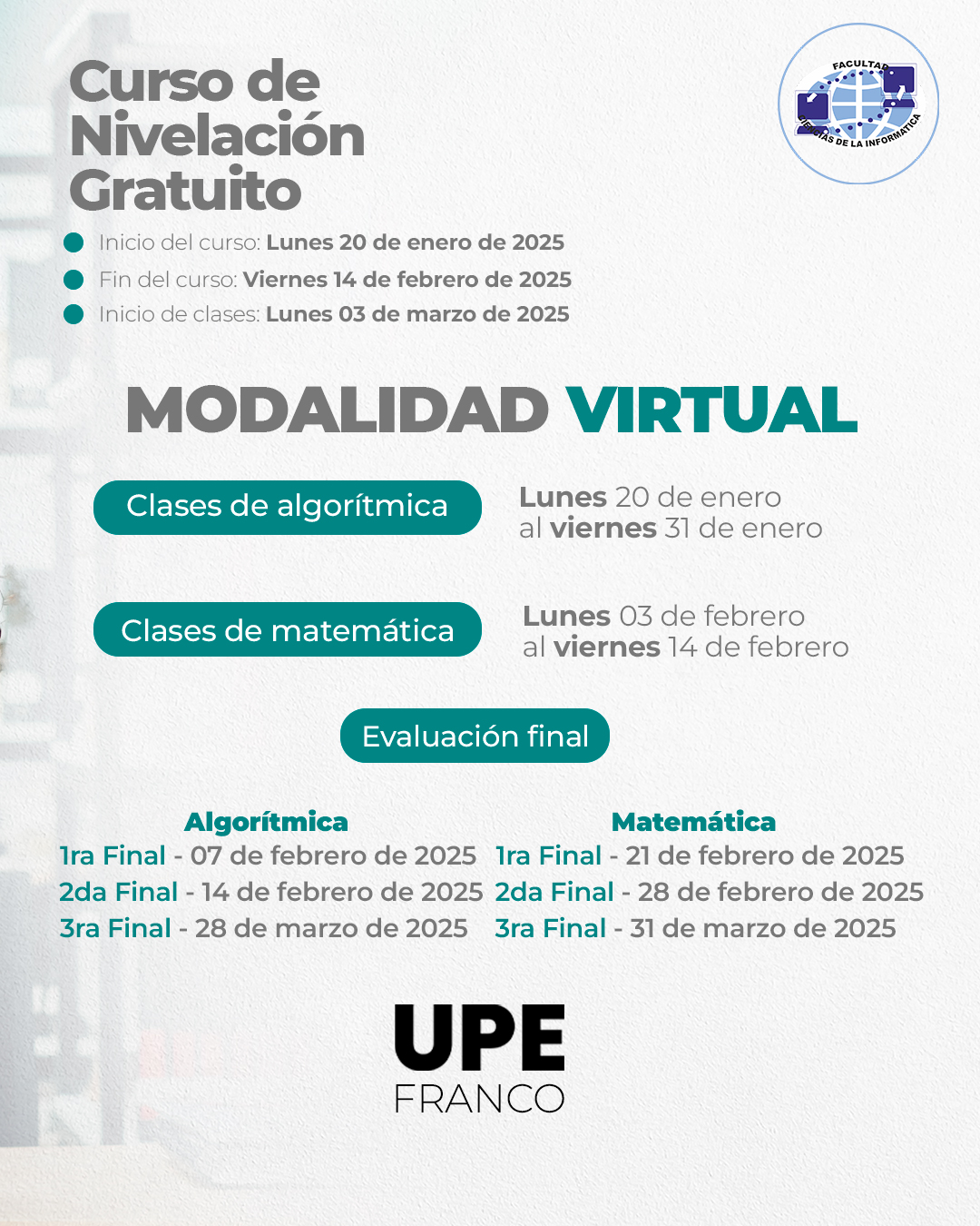 INGENIERÍA EN INFORMÁTICA: Curso de Nivelación 2025