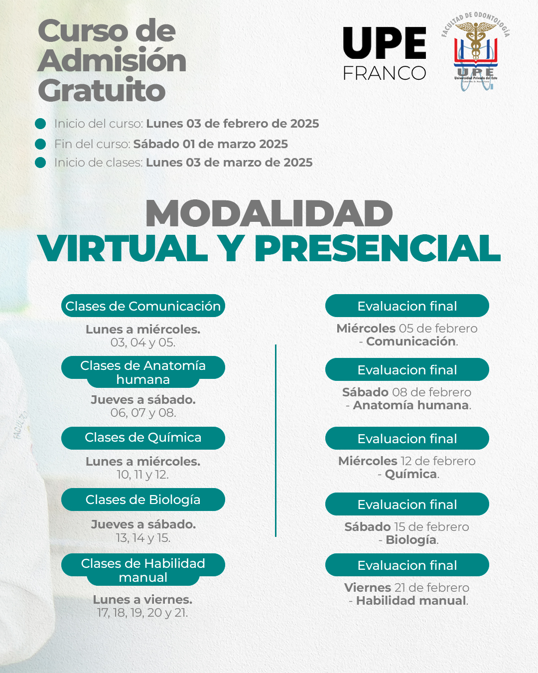 ODONTOLOGÍA: Curso de Admisión 2025