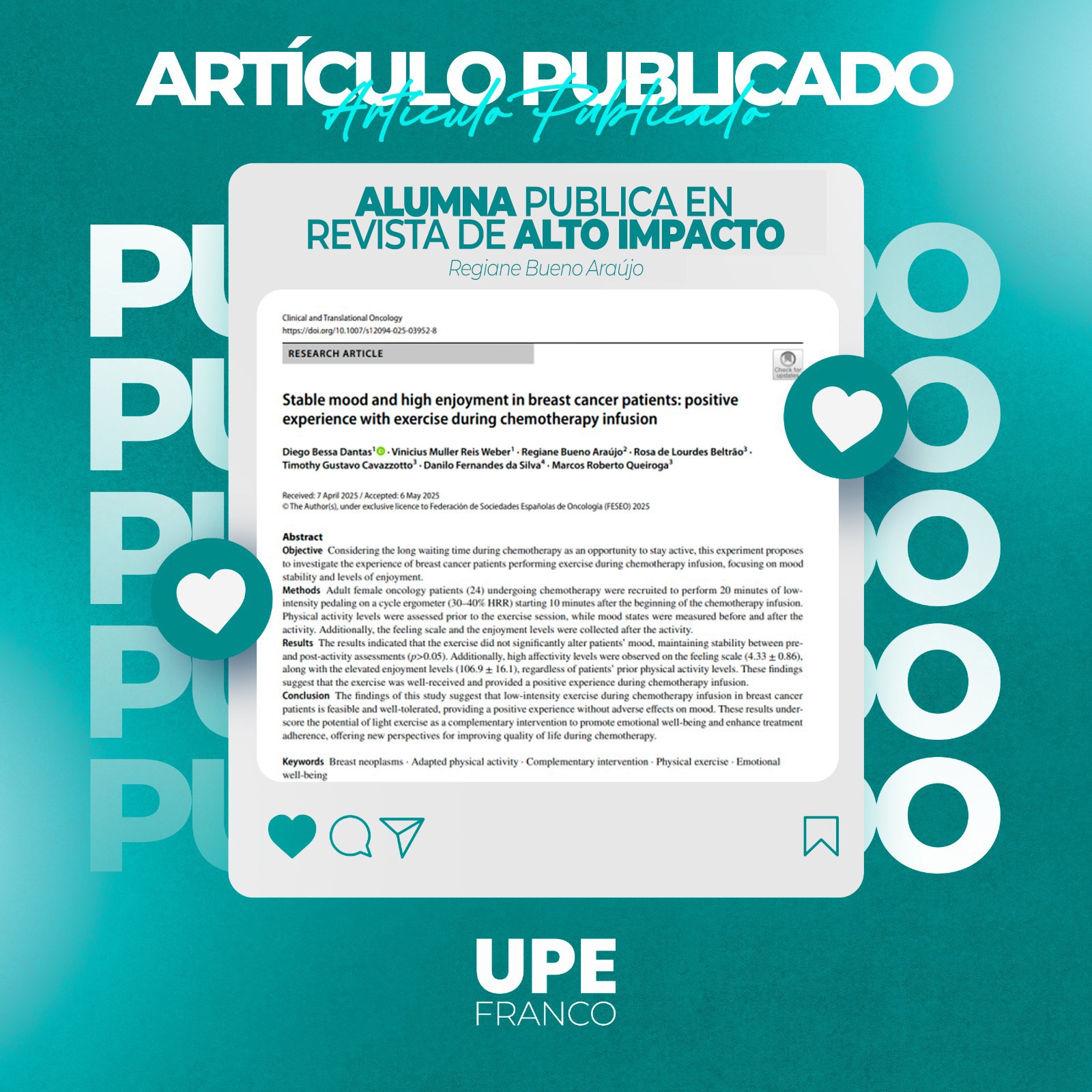 Estudiante de Medicina UPE publica Artículo Científico en Revista Internacional