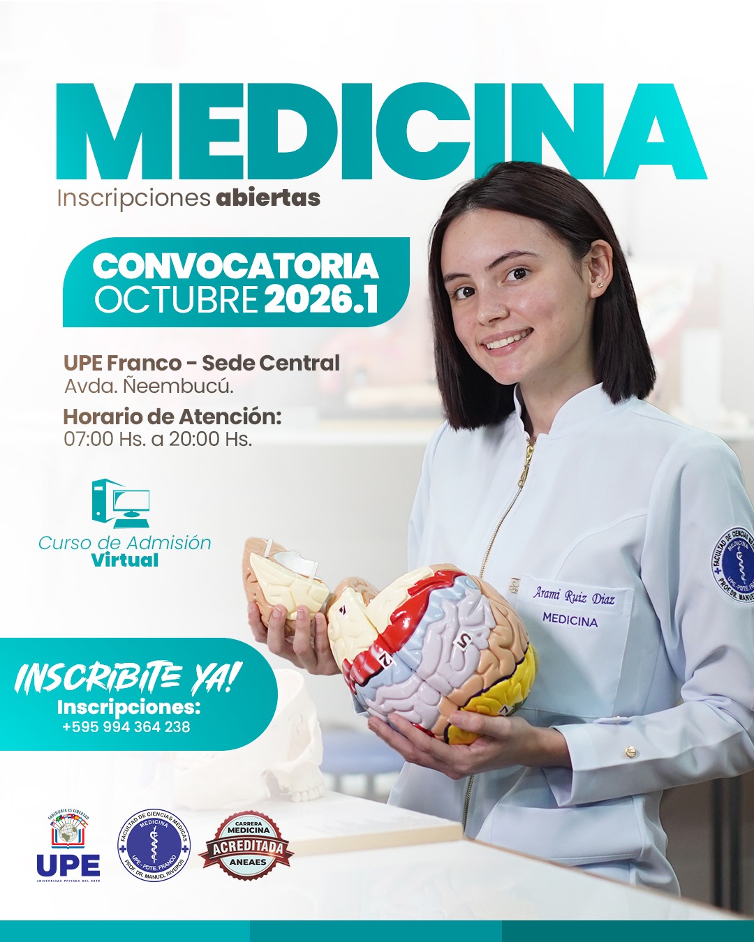 Convocatoria abierta para Inscripciones a la carrera de Medicina – Curso de Admisión Octubre 2026.1
