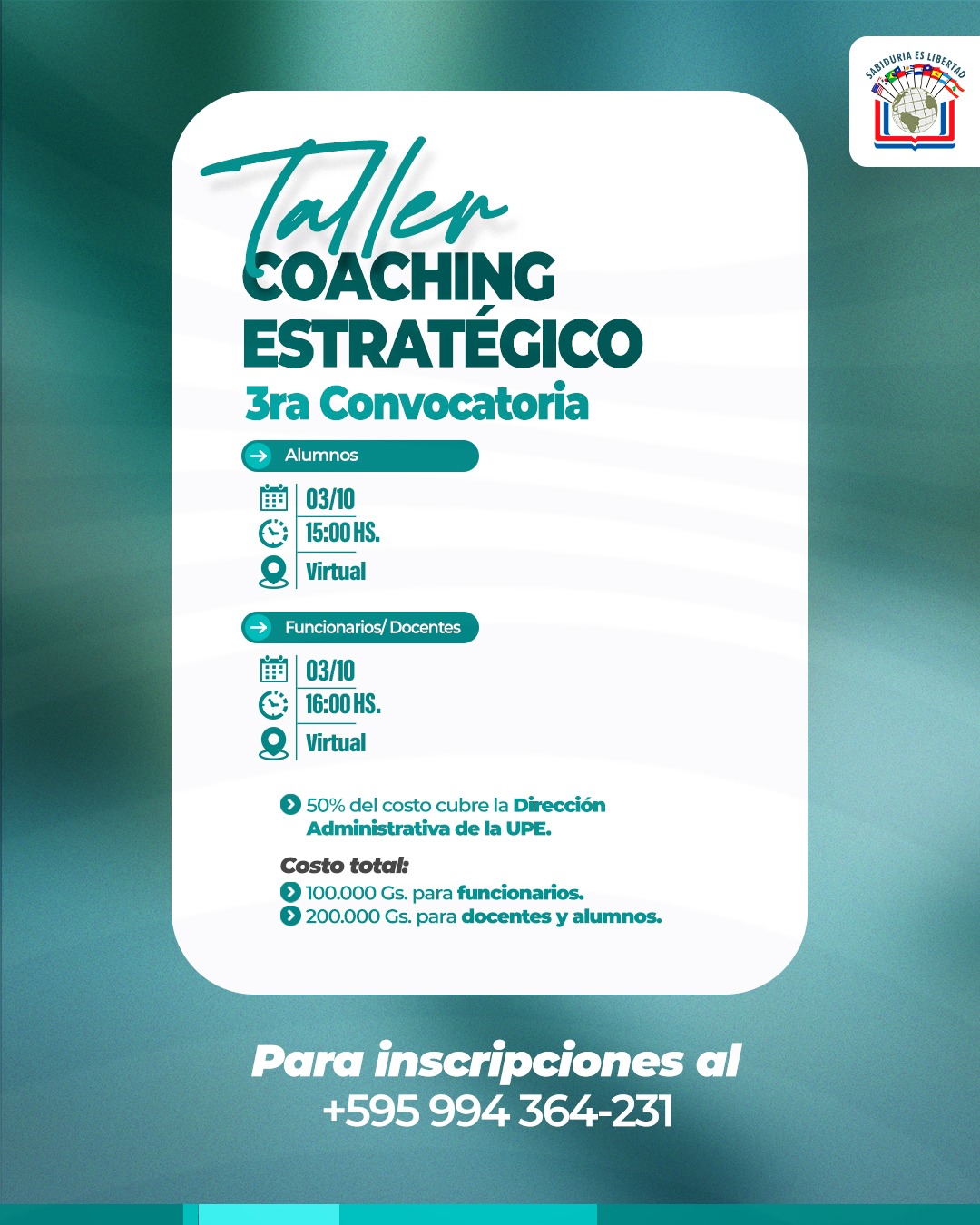 Taller de Coaching Estratégico - UPE FRANCO: 3.ª Convocatoria