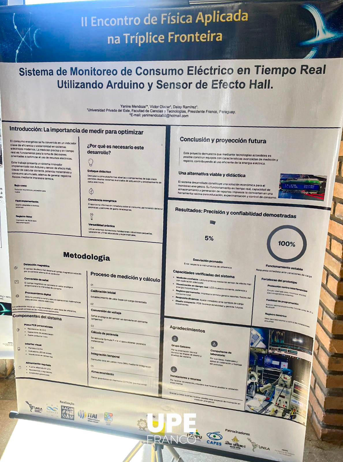 Egresada y docentes de la Universidad Privada del Este (UPE), sede Presidente Franco, presentaron trabajo científico en el  2º Encuentro de Física Aplicada de la Triple Frontera