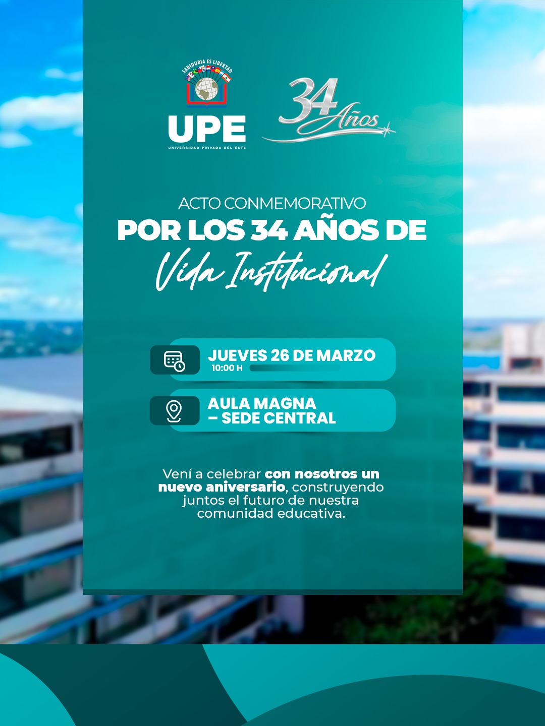 UPE FRANCO cumple 34 años de vida institucional: Acto de Celebración