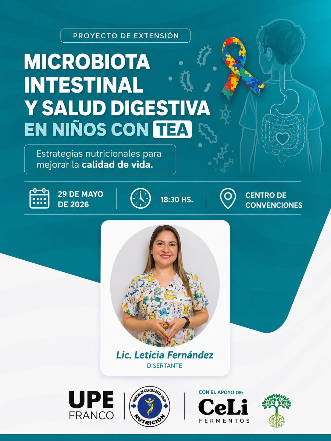 Nutrición invita a participar del proyecto de extensión sobre microbiota intestinal y salud digestiva en niños con TEA