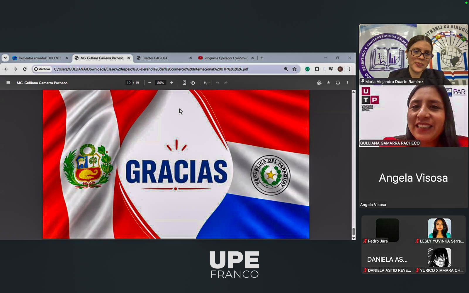 CLASE ESPEJO INTERNACIONAL ENTRE UPE Y UTP ABORDÓ INTEGRACIÓN INTERNACIONAL Y OPERADOR ECONÓMICO AUTORIZADO