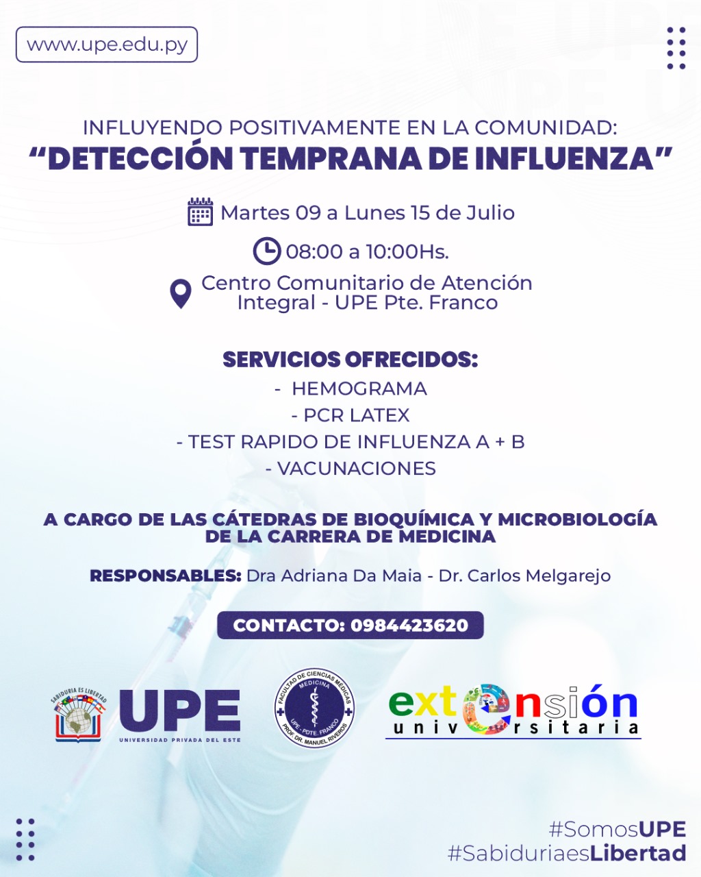 Campaña de Detección Temprana de Influenza en la UPE: Protegiendo la Comunidad