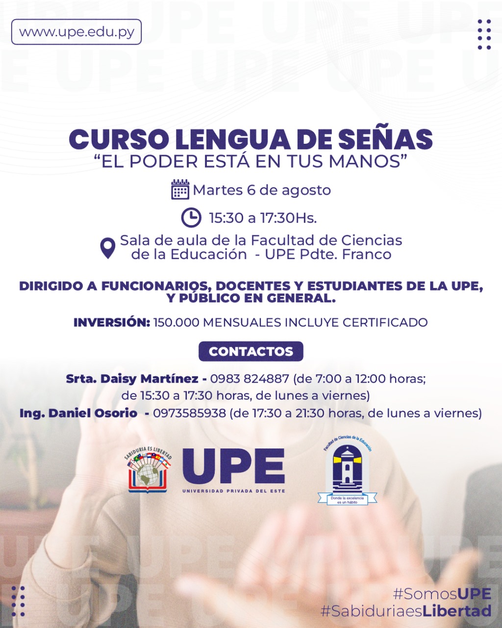 Curso de Lengua de Señas en la UPE: Comunica sin Límites