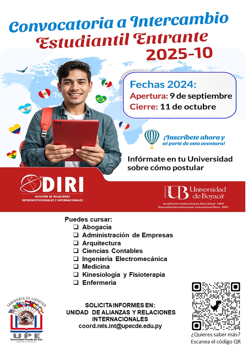 Convocatoria Abierta: Intercambio Estudiantil UPE – Universidad de Boyacá