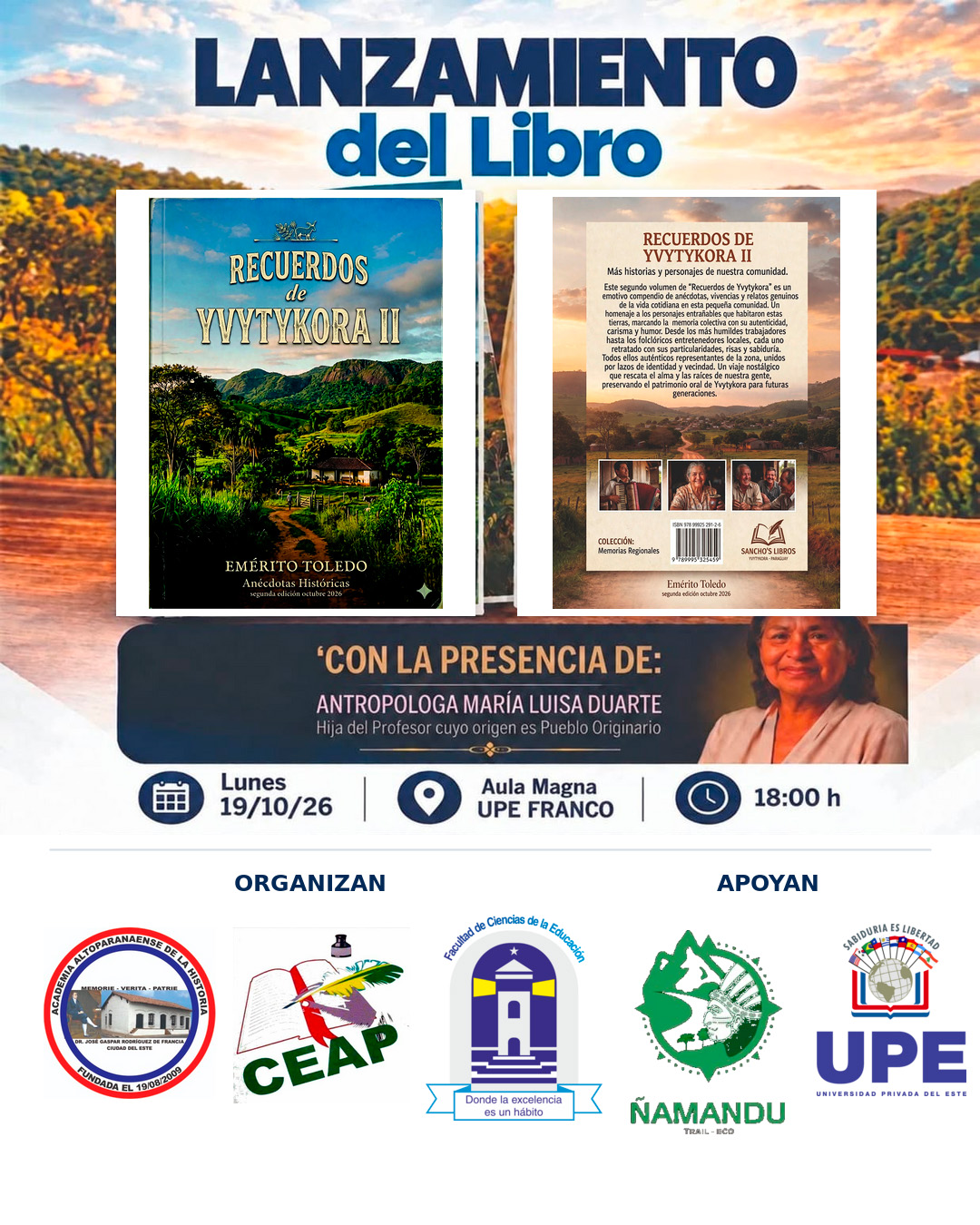 LANZAMIENTO DEL LIBRO “RECUERDOS DE YVYTYCORA II”