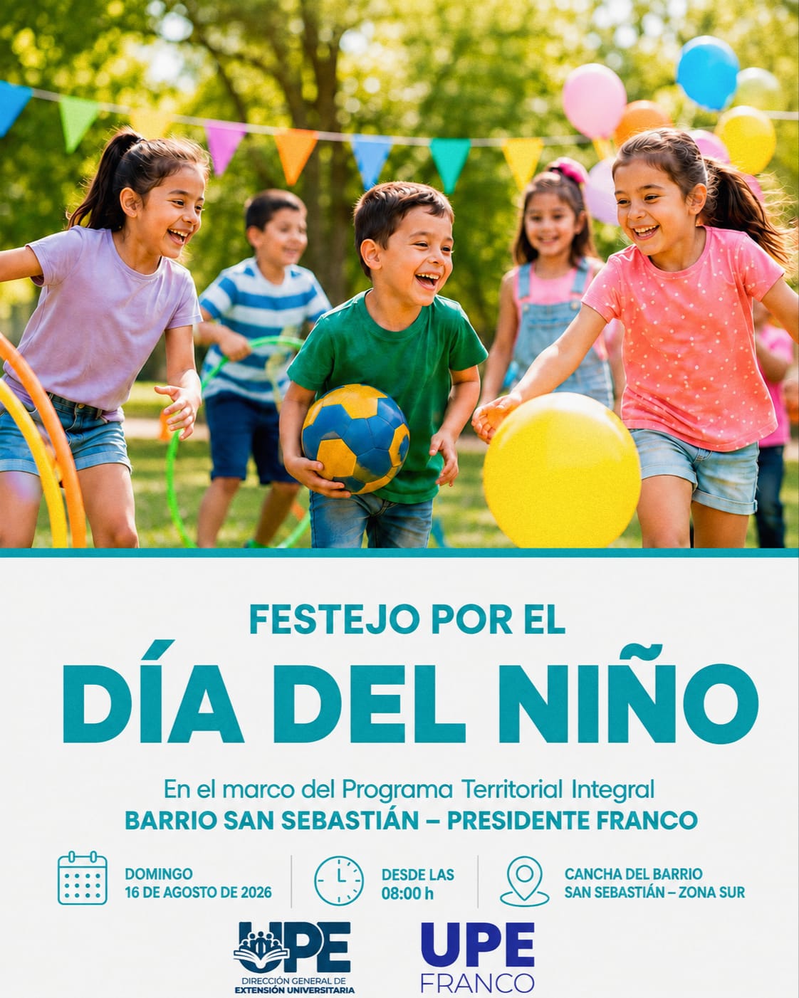 UPE Franco invita a la V Edición del Festejo por el Día del Niño