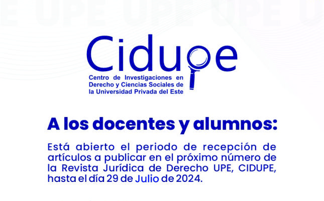 Convocatoria Abierta: Artículos para la Revista Jurídica CIDUPE