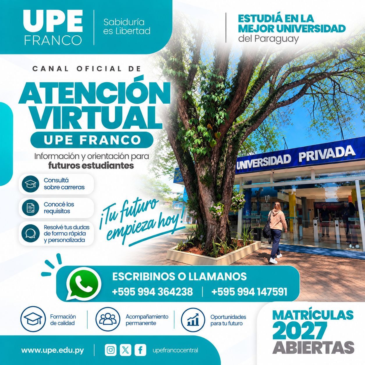 Atención Virtual UPE Franco | Matrículas abiertas 2027