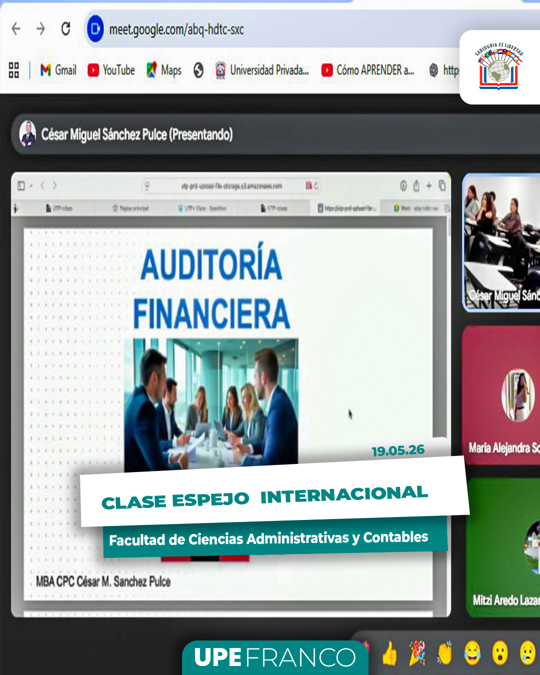UPE fortalece la internacionalización académica mediante Clase Espejo Internacional
